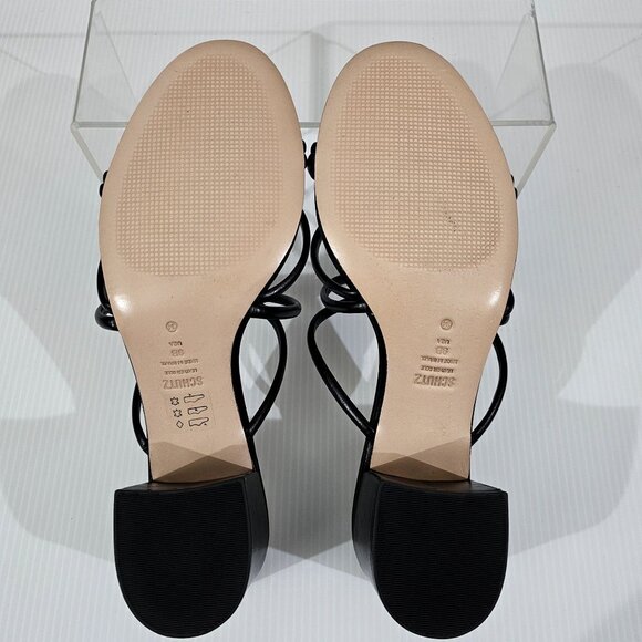 NEW Schutz Princey Strappy Sandal Knotted Heel Black Leather Size 9 - Picture 10 of 12